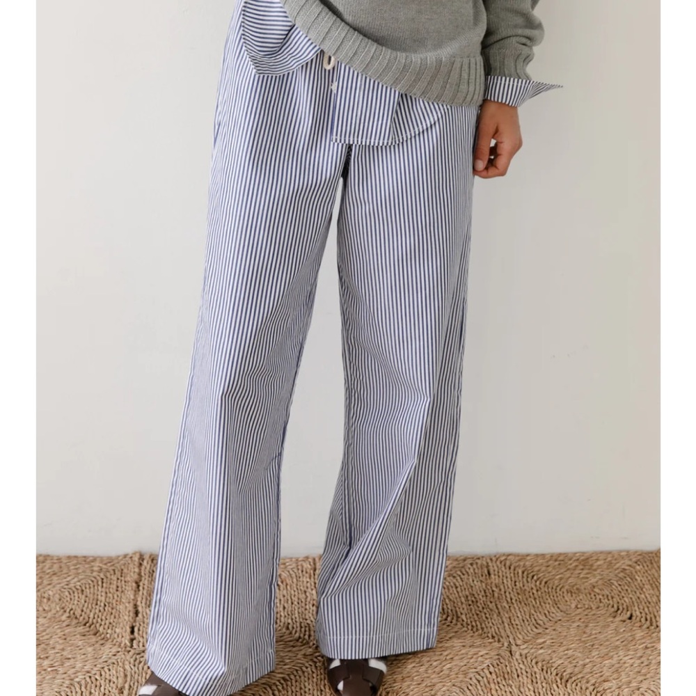 DONNI The Pop Pant in Navy Stripe